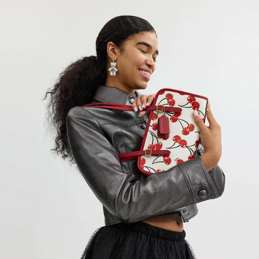 Coach Leather Swing Zip Bag With Cherry Print NWT - Picture 3 of 16